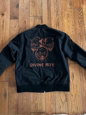Divine Rite Black Graphic Bomber Jacket